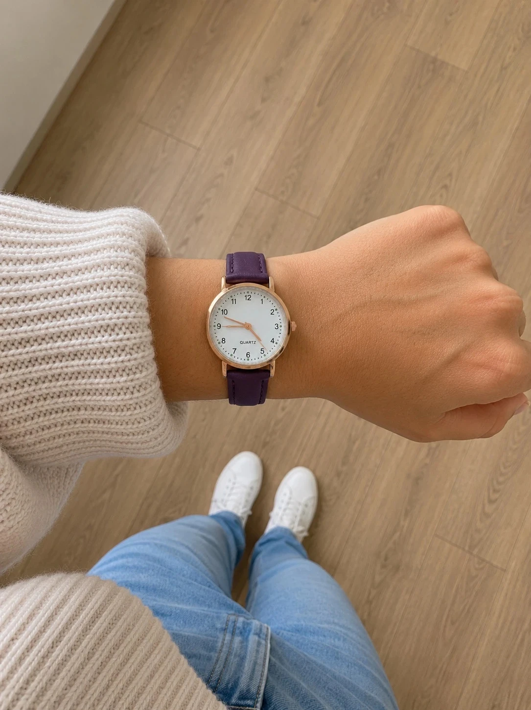 Minimalistische Quartz Horloge – Violette Band & Rosé Gouden Behuizing – photo 6